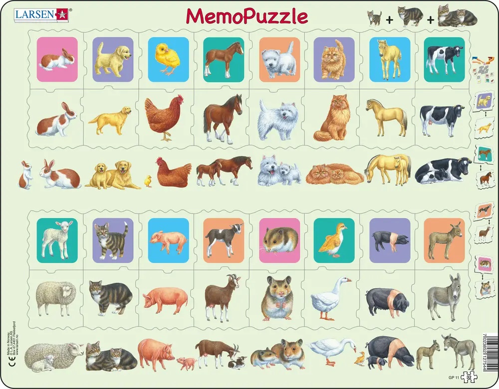 Larsen Puzzle - Domáce zvieratá a mláďatá - pexeso : GP11