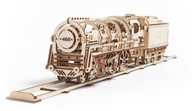 Dřevěný mechanický model Parní lokomotiva
