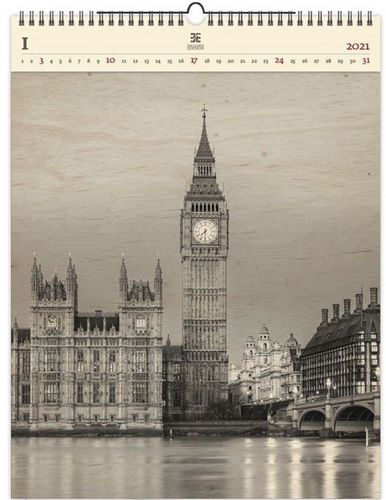Dřevěný obrazový kalendář 2021 Big Ben