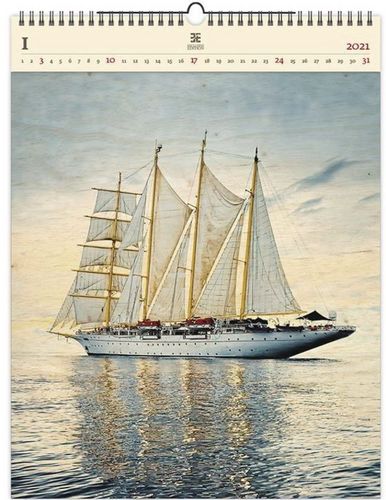 Dřevěný obrazový kalendář 2021 Sailing