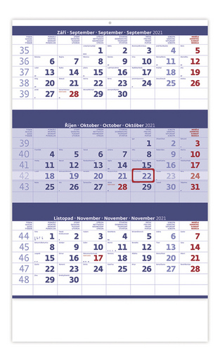 Tříměsíční modrý - nástěnný kalendář 2021