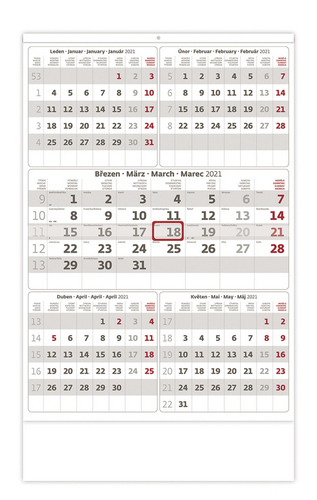 Pětiměsíční šedý - nástěnný kalendář 2021