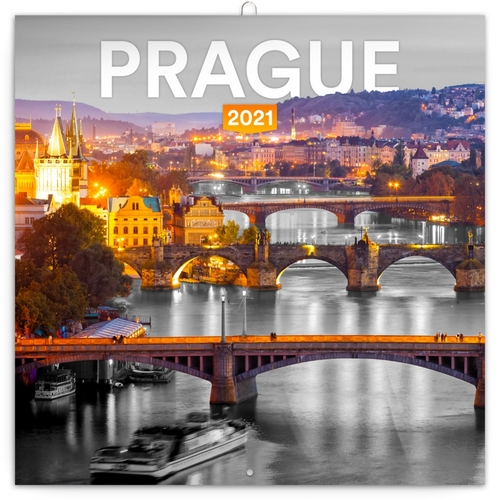 Poznámkový kalendář Praha černobílá 2021