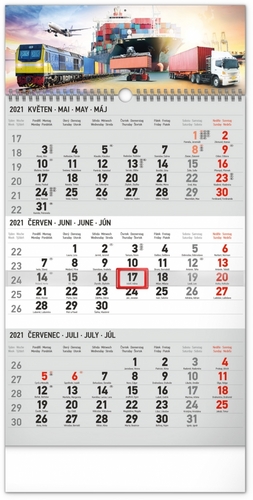 Nástěnný kalendář 3měsíční Spedice šedý 2021