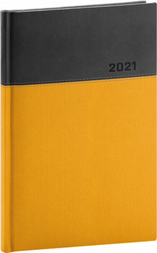 Týdenní diář Dado 2021, žlutočerný, 15 × 21 cm
