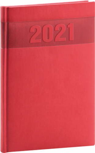 Týdenní diář Aprint 2021, červený, 15 × 21 cm