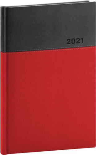 Týdenní diář Dado 2021, červenočerný, 15 × 21 cm