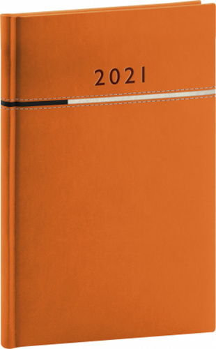 Týdenní diář Tomy 2021, oranžovočerný, 15 × 21 cm