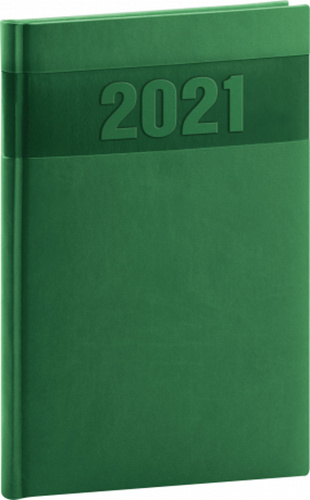 Týdenní diář Aprint 2021, zelený, 15 × 21 cm