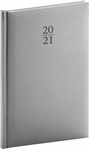 Týdenní diář Capys 2021, stříbrný, 15 × 21 cm