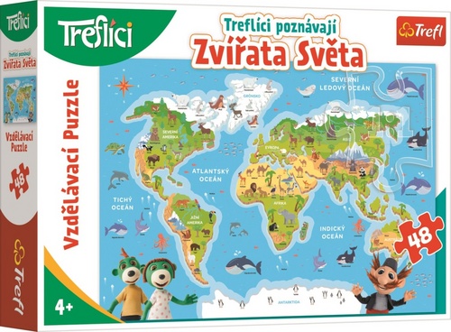 Puzzle Treflíci poznávají zvířátka světa