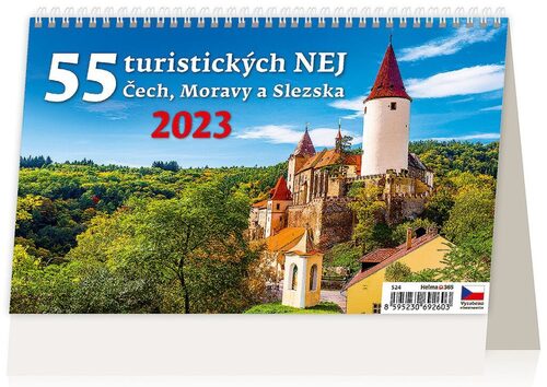 55 turistických nej Čech, Moravy a Slezska 2023 - stolní kalendář