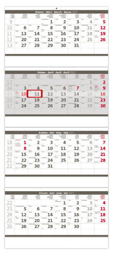 Čtyřměsíční skládaný šedý 2023 - nástěnný kalendář