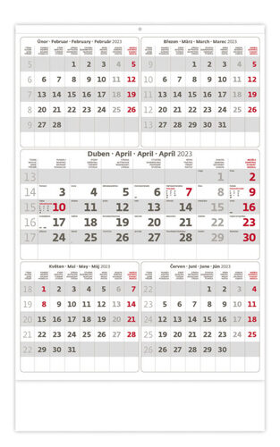 Pětiměsíční šedý 2023 - nástěnný kalendář