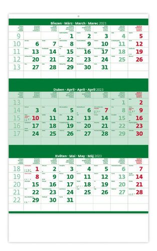 Tříměsíční zelený 2023 - nástěnný kalendář