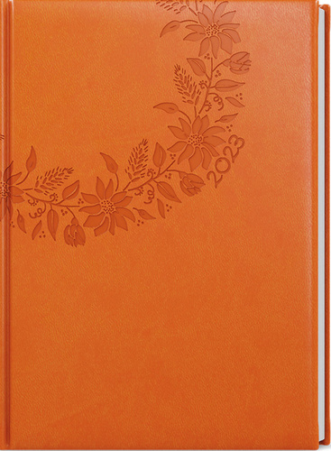 Týdenní diář 2023 Prokop Vivella s ražbou Oranžová Květy