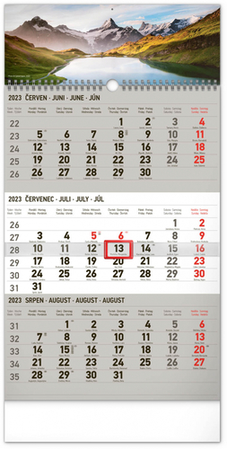 3měsíční kalendář Krajina 2023 šedý - nástěnný kalendář