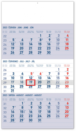 3měsíční kalendář 2023 standard modrý - nástěnný kalendář