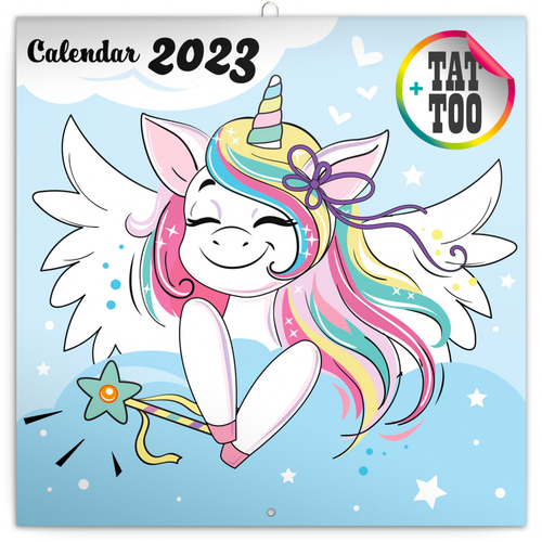 Poznámkový kalendář Šťastní jednorožci 2023 - nástěnný kalendář