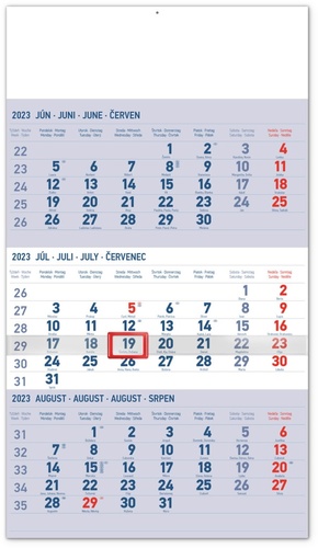 3-mesačný kalendár modrý 2023 - nástenný kalendár