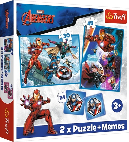 Sada 3v1 Avengers Hrdinové v akci (2x puzzle + pexeso)