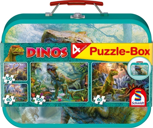 Puzzle Dinosauři 4v1 v plechovém kufříku