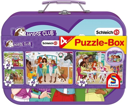 Puzzle Schleich: Horse Club 4v1 v plechovém kufříku
