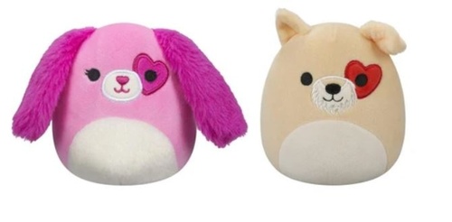 Squishmallows Růžový a světlý pes Sager a Cooper