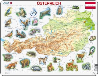 Larsen Puzzle - Rakúsko - zemepisná mapa so zvieratami - K93
