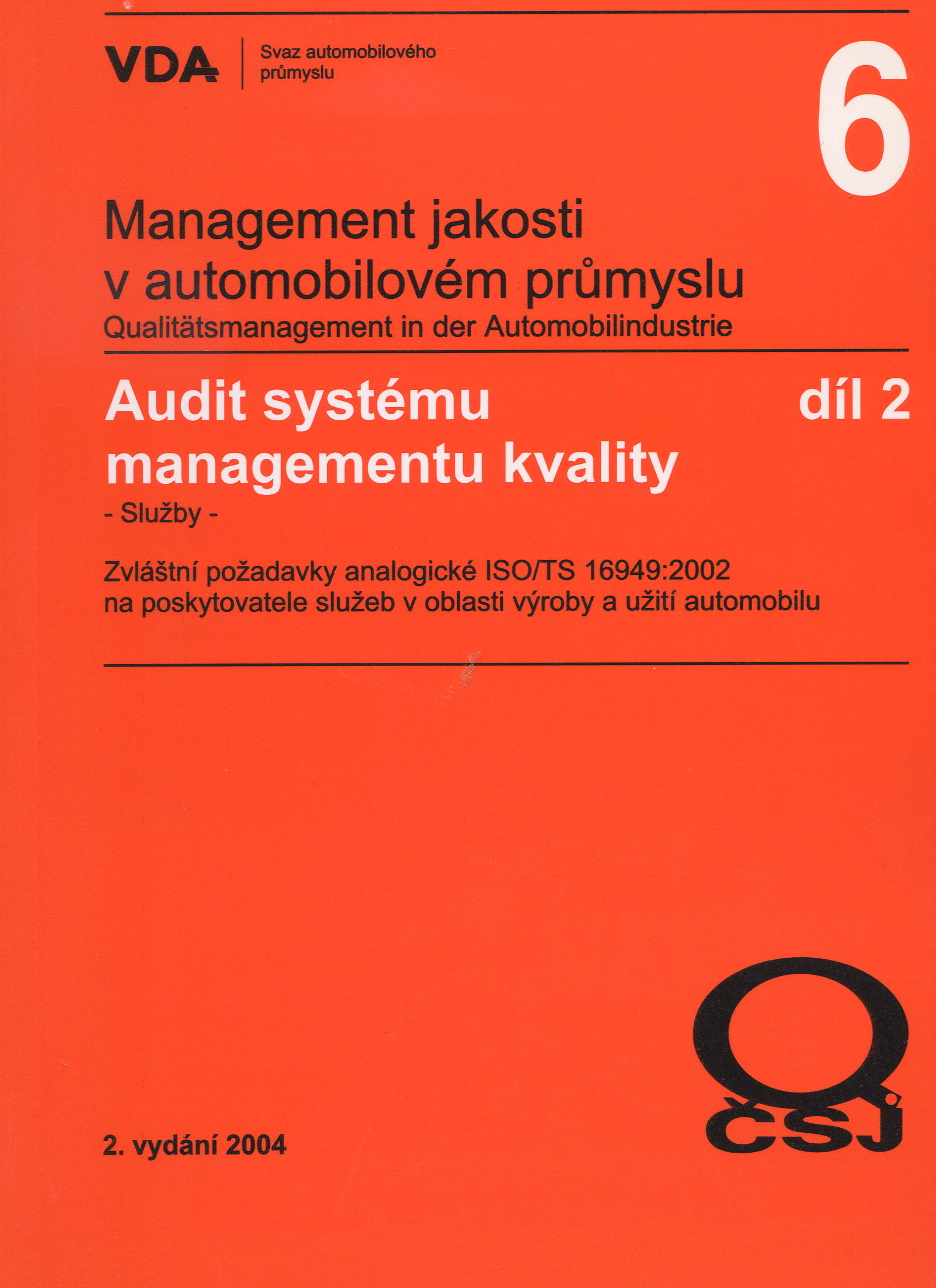 Management jakosti v automobilovém průmyslu VDA 6.2