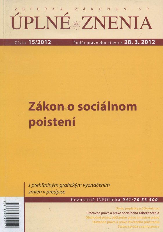 UZZ 15/2012 Zákon o sociálnom poistení