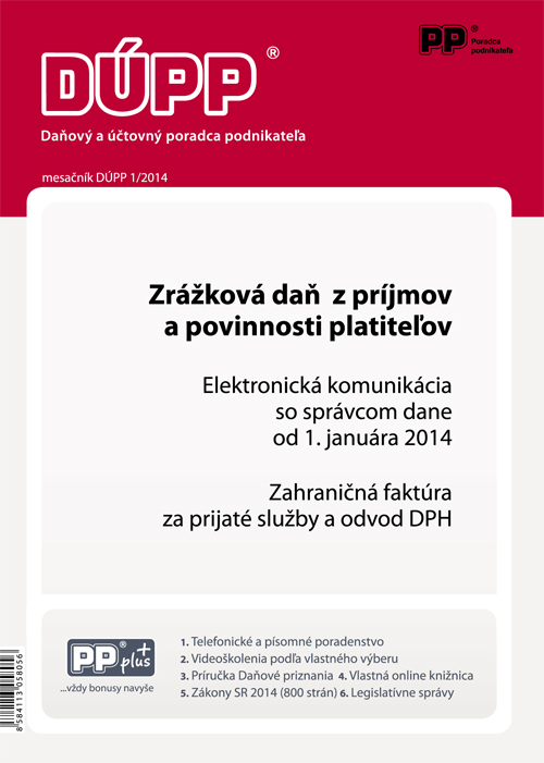 DUPP 1/2014 Zrážková daň z príjmov a povinnosti platiteľov