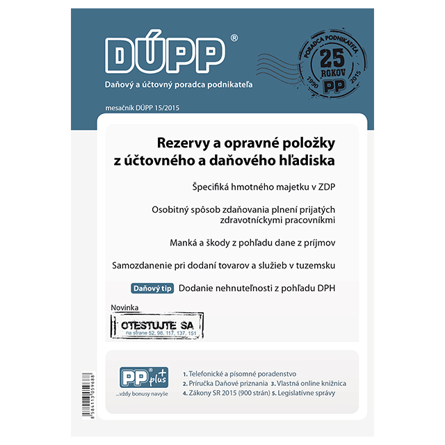 DUPP 15/2015 Rezervy a opravné položky z účtvného a daňového hľadiska