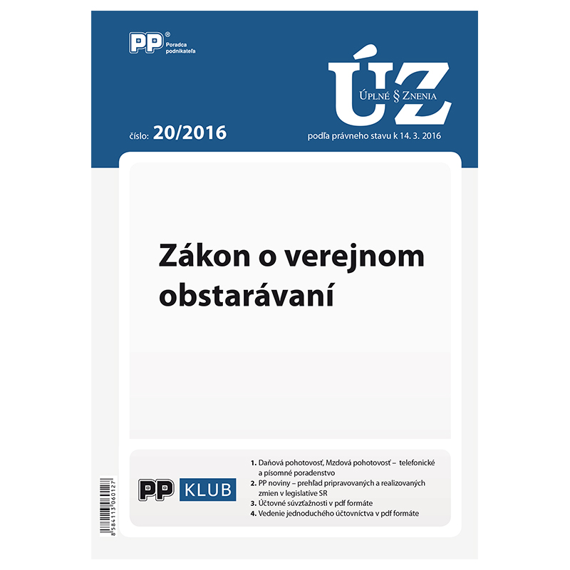 UZZ 20/2016 Zákon o verejnom obstarávaní