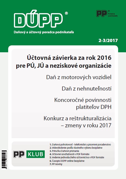 DUPP 2-3/2017 Účtovná závierka za rok 2016 pre PÚ, JÚ a neziskové organizácie