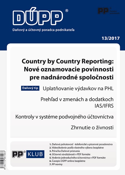 DUPP 13/2017 Country by Country Reporting: Nové oznamovacie povinnosti pre nadnárodné spoločnosti