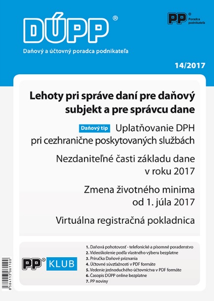 DUPP 14/2017 Lehoty pri správe daní pre daňový subjekt a pre správcu dane