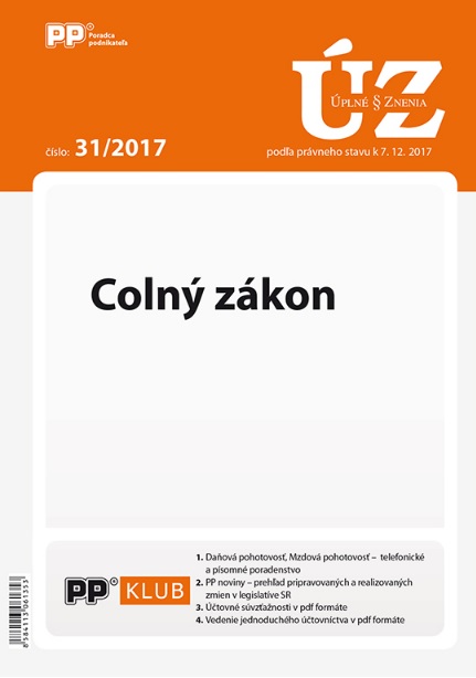 UZZ 31/2017 Colný zákon