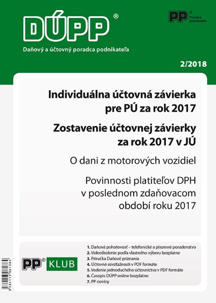 DUPP 2/2018 Individuálna účtovná závierka pre PÚ za rok 2017, Zostavenie účtovnej závierky za rok 20