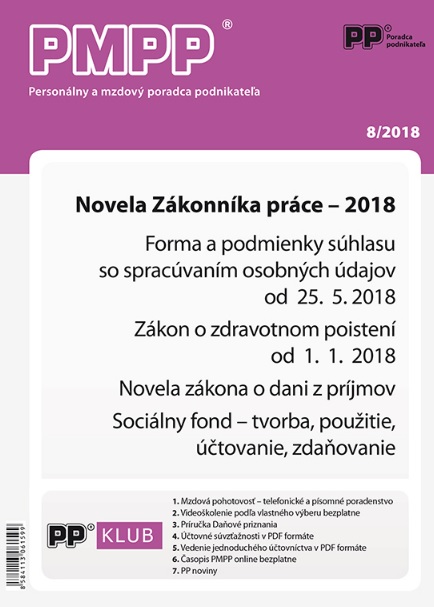 PMPP 8/2018 Novela zákonníka práce - 2018