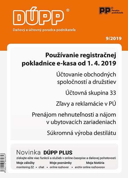 DUPP 9/2019 Používanie registračnej pokladnice e-kasa od 1. 4. 2019