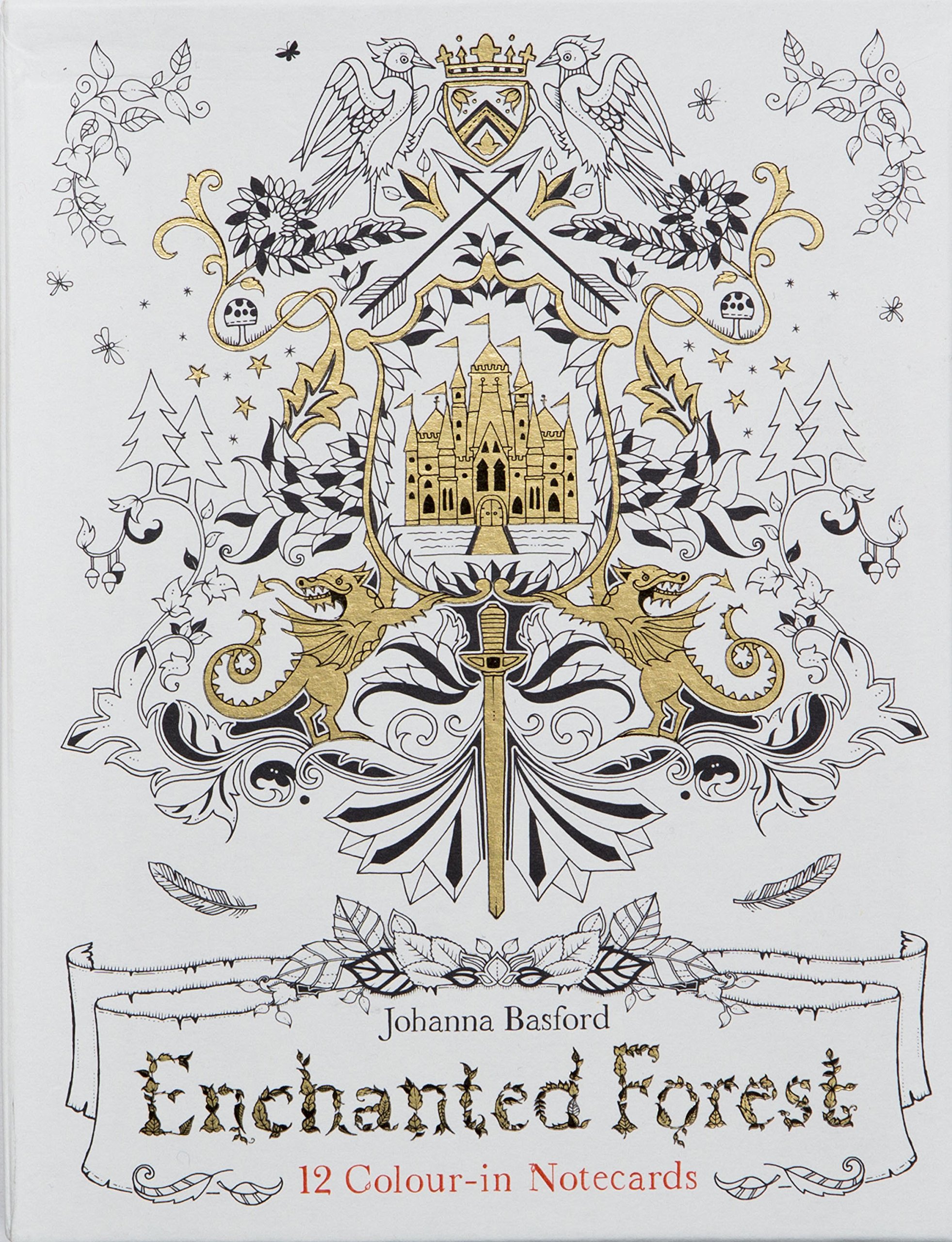 Enchanted Forest : 12 Colour-in Notecards